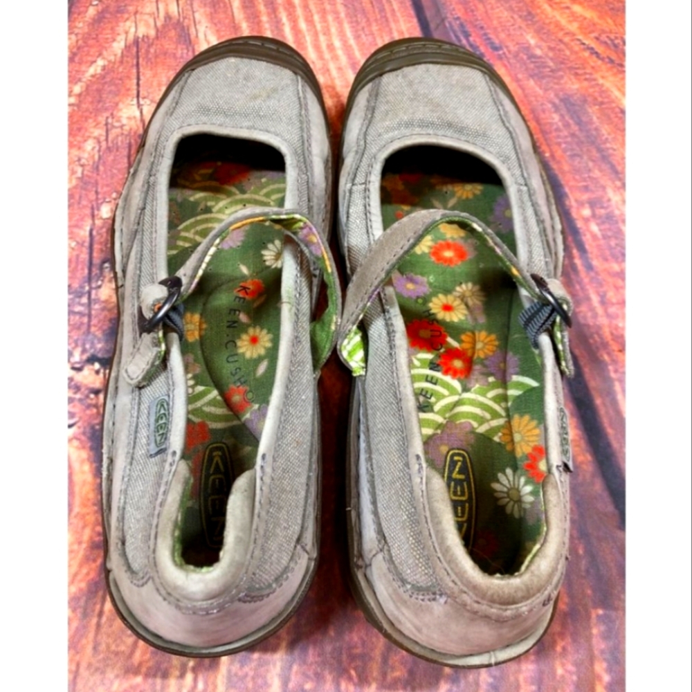 Keen Mary Jane Shoes Grey Mary Janes Canvas Leather Gray Keen Mary Janes Size 10 - Picture 2 of 8